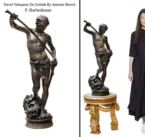 David & Goliath, Large 19th C. French Barbedienne Bronze Sculpture