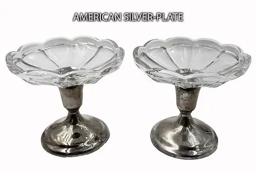 A Pair Of Vintage American Silver-Plated Cut Crystal Candy Dish, Hallmarked