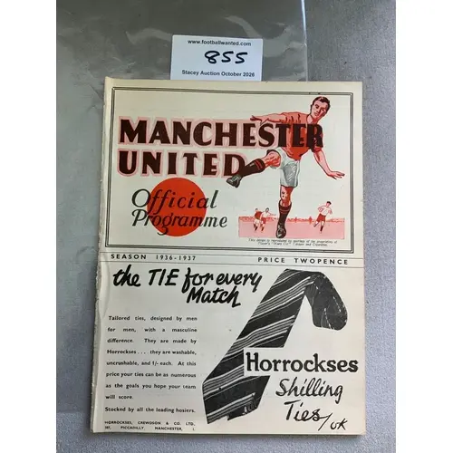 1936 - 1937 Manchester United v Preston Football Programme: ...