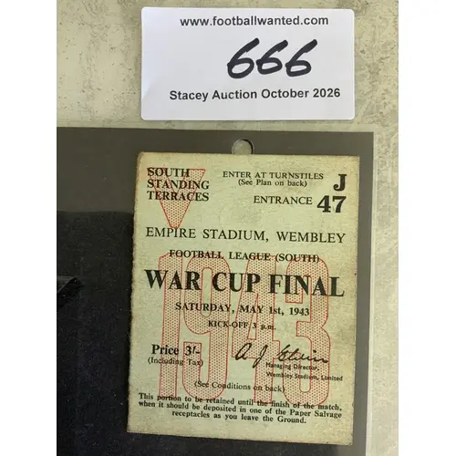 1943 FA Cup Final Football Ticket: Arsenal v Charlton at Wem...