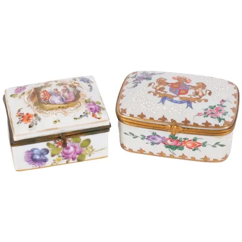 A Limoges lidded trinket dish, with enamelled decoration, an...