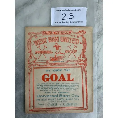 1914 - 1915 West Ham v Chelsea Football Programme: Excellent...