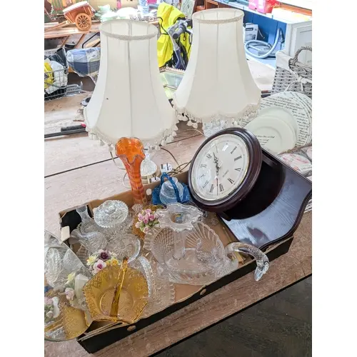 House clearance items to include cut glass swan fruit bowl, ...