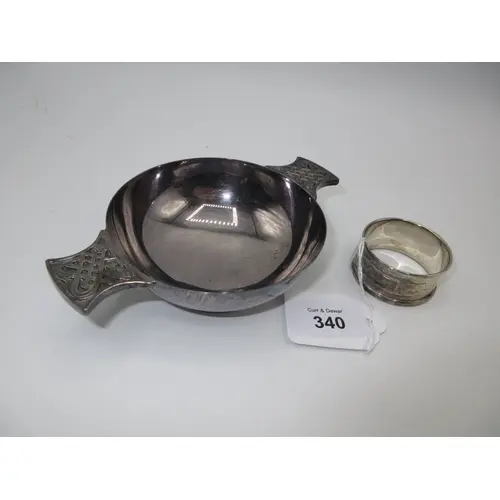 Scottish Silver Quaich having Celtic Handles, Edinburgh Make...
