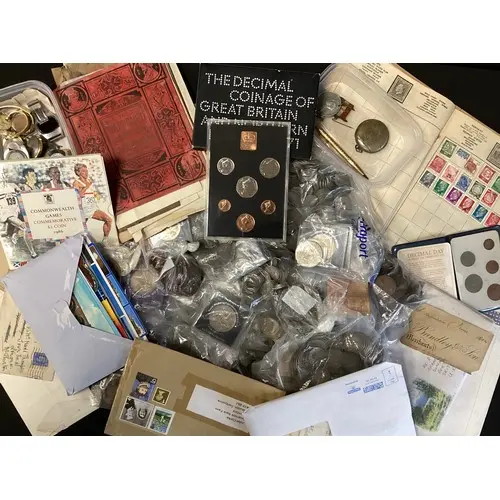 Numismatics and Postal History - 1921 silver florin; gold pl...