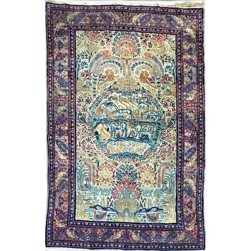 A fine antique Persian Kerman ‘Garden of Paradise’ pictorial...