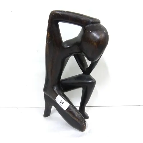 Modern carved sculpture 'The Thinking Man'. 30cm