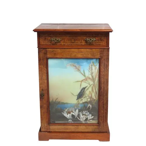 A VICTORIAN BURR WALNUT PIER CABINET CIRCA 1870 with a singl...