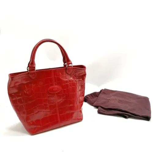 Mulberry vintage tote bag in 30cm red croc with dust bag - ...