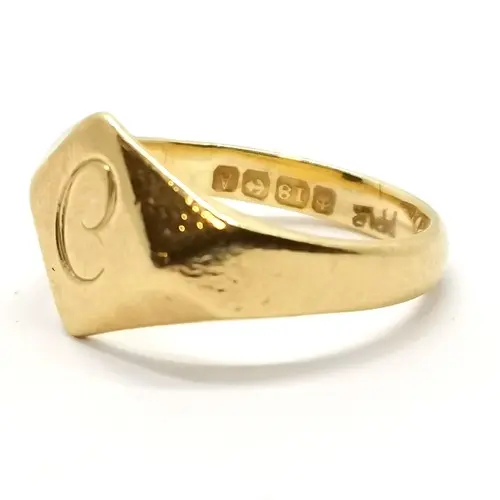 Antique 18ct hallmarked gold signet ring - size J & 3.6g ~ h...