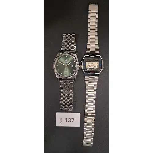 TWO FASION WRISTWATCHES comprising a Casio digital watch, m...