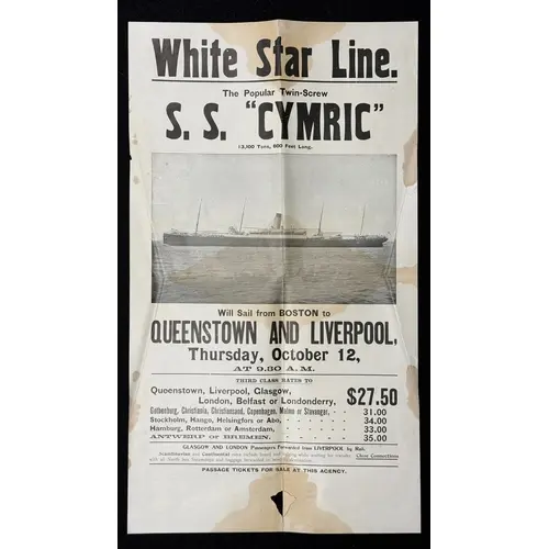 White Star Line: White Star Line: Rare 1911 poster for the ...