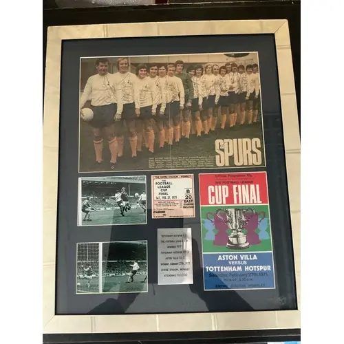 Tottenham 1971 League Cup Final Signed Framed Display: Doubl...
