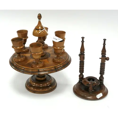 Treen - A Mid XIX Century Wooden Egg Cup Stand, inlaid with ...
