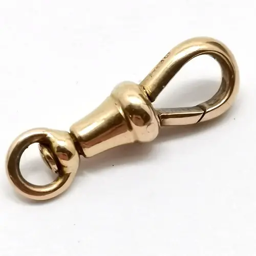 Antique 9ct hallmarked gold dog clip clasp - 2.2cm & 2.3g to...