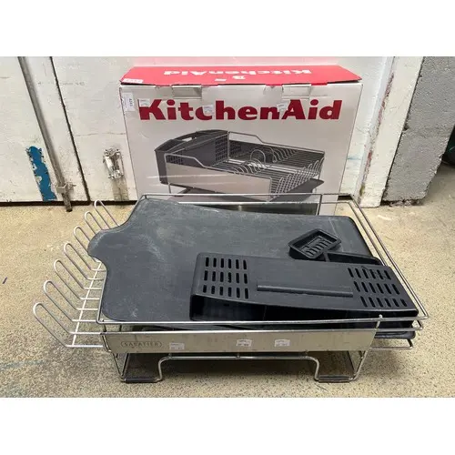 A Sabatier expandable dishrack and a Kitchenaid dish rack (4...