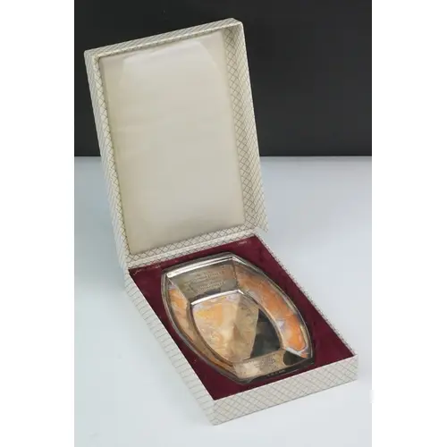 Silver tray of small proportions, monogrammed and inscribed ...