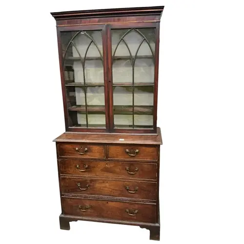 A George III mahogany bookcase on chest, width 96cm, depth 5...