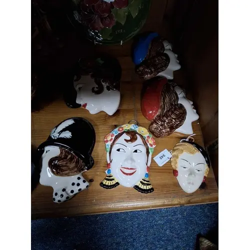 A SMALL GROUP OF SIX ART DECO STYLE WALL MASKS from Moorland...