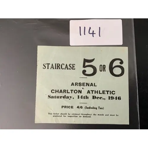 46/47 Arsenal v Charlton Football Ticket: League ticket is g...