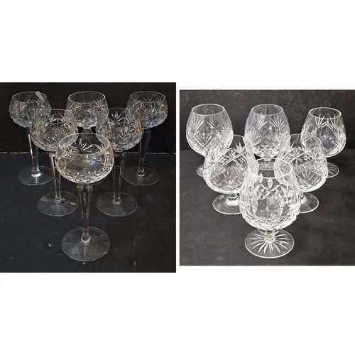6 Crystal Hock Glasses approx. 19cm H (UNMATCHED) & 6 Cryst...