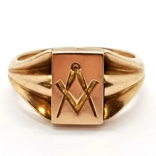 Antique Chinese 18ct marked gold swivel masonic ring by Wang...