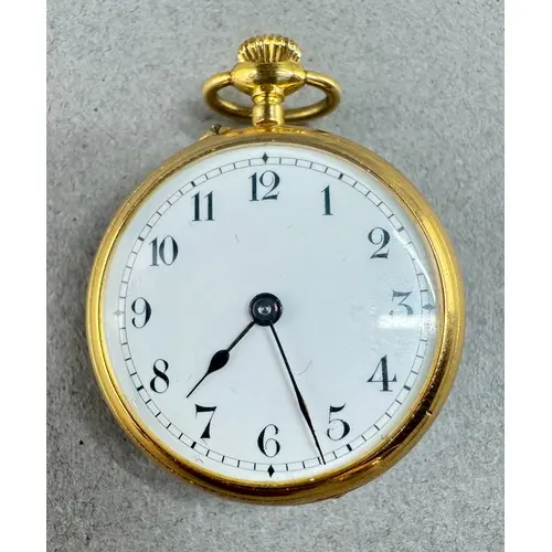 Watches: an 18ct yellow gold pin set open faced fob watch, i...