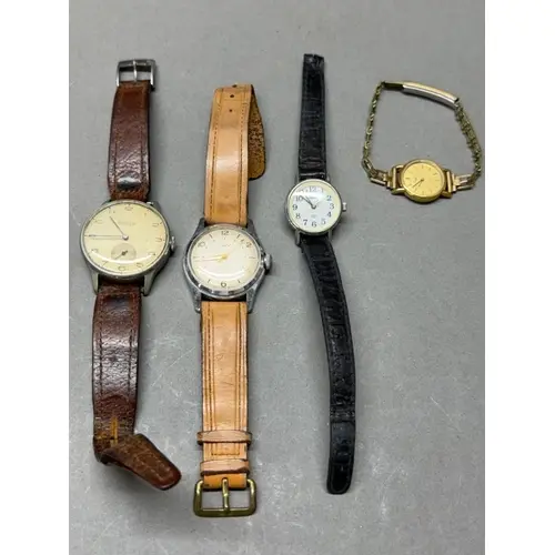 A selection of four watches: Levrette, Timex x 2 and Longine...