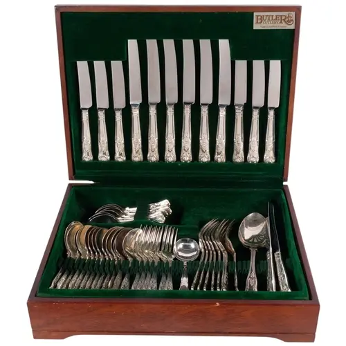 A cased set of George Butler silver plated King's pattern cu...