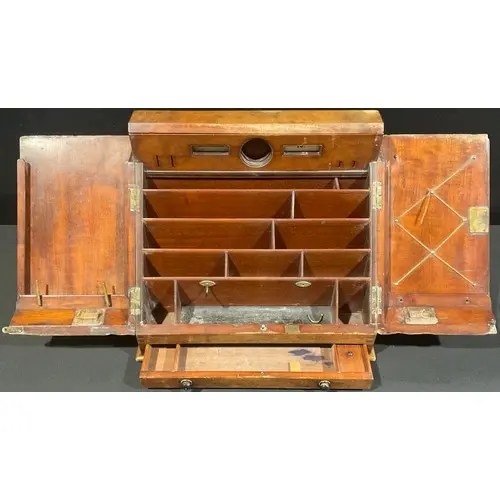 A Victorian mahogany slope front table top stationery box, r...