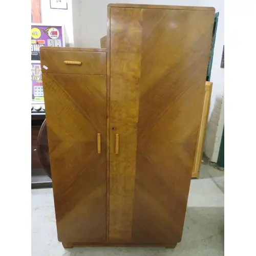 Burr Walnut Art Deco Gentleman's Compact Wardrobe, left side...