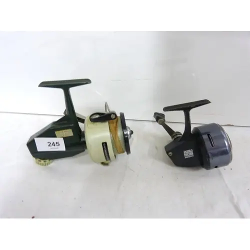 Two vintage Abu Garcia fishing reels.