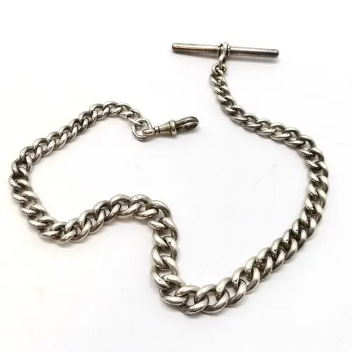 Antique silver hallmarked graduated albert chain (each link ...