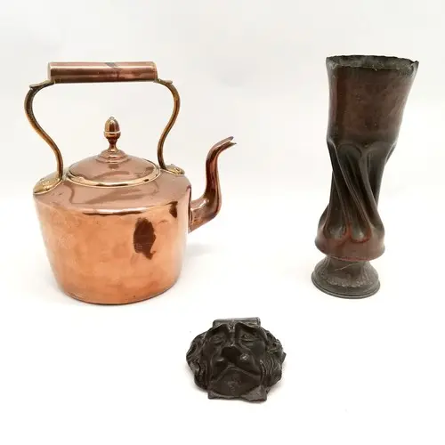 WWI trench art vase of twisted design 27.5cm high, antique c...