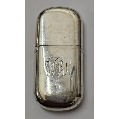 Silver Pin Case, oval with pull off cap, hallmarked Birmingh...