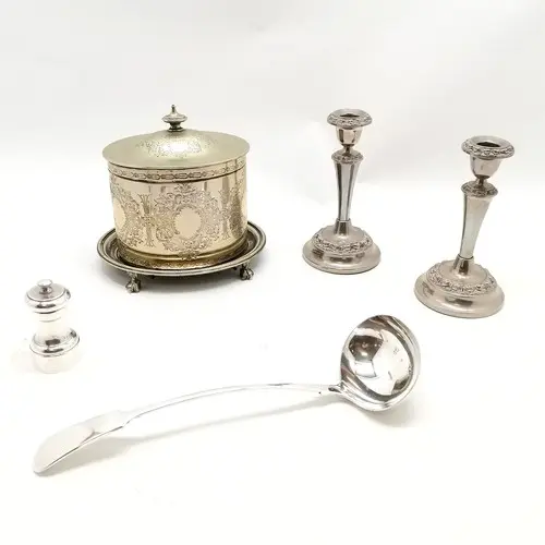 1851 silver plated large ladle by Elkington, Mason & Co (33....