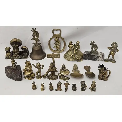 Vintage Brassware Pixie & Imp items incl. bells, letter rack...