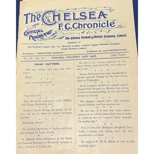 1906-1907 Chelsea v Barnsley Football Programme: Ex bound vo...