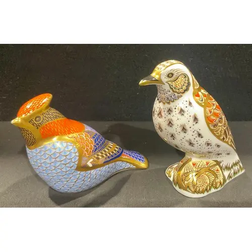 A Royal Crown Derby paperweight, Waxwing, modelled by Robert...