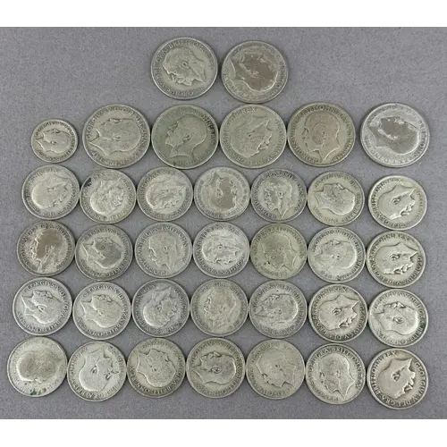 Coins: 232g of British .500 grade silver coins, 1920s-1930s,...