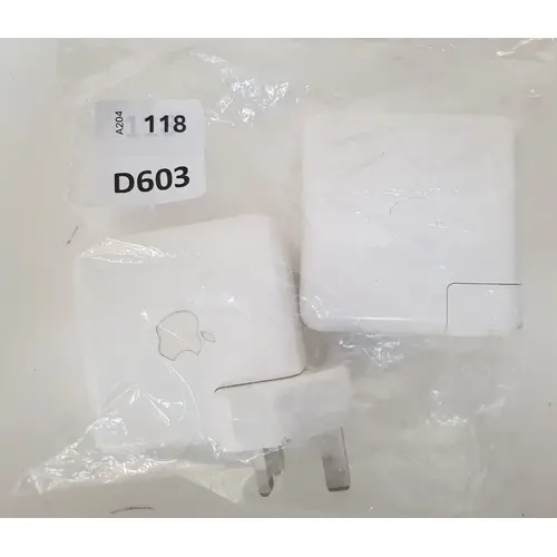 PAIR OF APPLE POWER ADAPTERS, ONE WITH UK AND ONE WITH US PL...