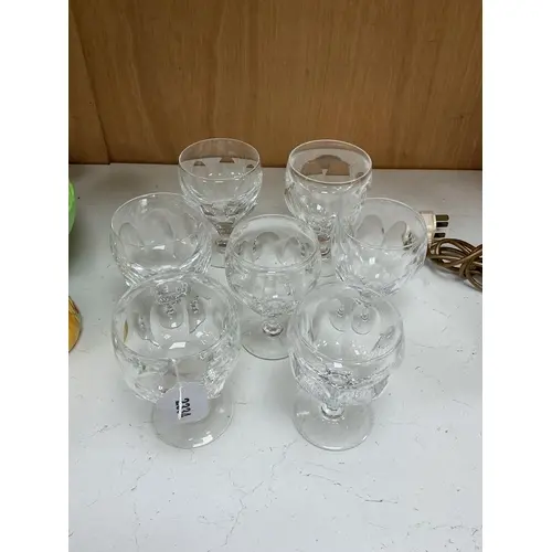 Seven Webb crystal glass rummers, 14cm high