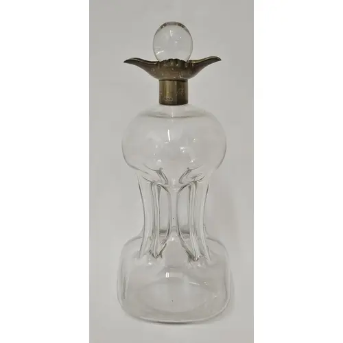 Antique Edwardian Silver Collared Glug Clear glass decanter ...