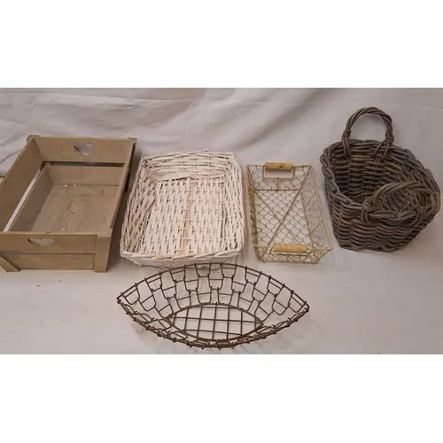 Storage Baskets, wooden crate, wire basket etc., largest app...