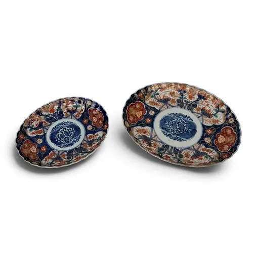 TWO JAPANESE HIZEN IMARI DISHES 32cm Width