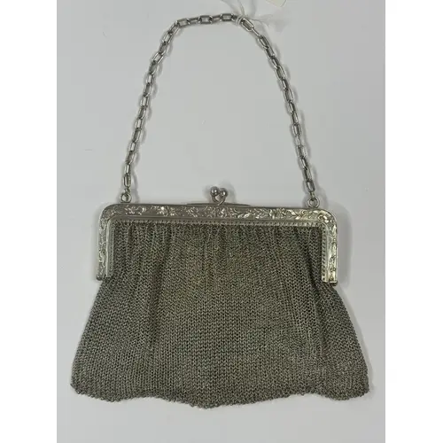Silver: a sterling mesh handbag, import marks for London 191...