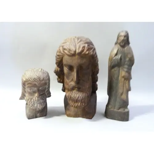 Carved wood sculpture bust modelled as an 18th century Latin...