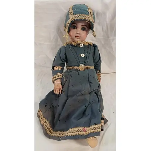 PORCELAIN HEADED DOLL MARKED J STEINER, PARIS LENGTH 46CM