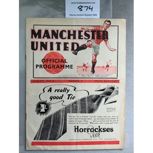 1938 - 1939 Manchester United v Charlton Football Programme:...