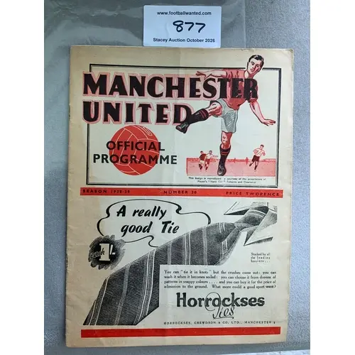 1938 - 1939 Manchester United v Portsmouth Football Programm...